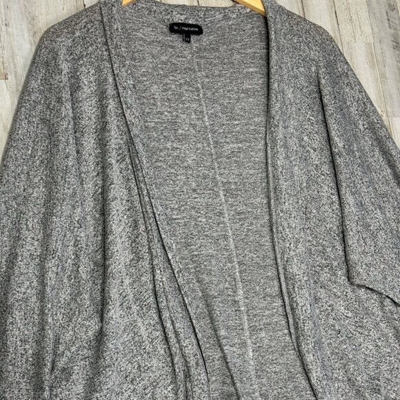 Wantable Heathered Grey Open Front Dolman 3/4 Sleeve Cardigan Sweater Size 2X - Picture 2 of 9